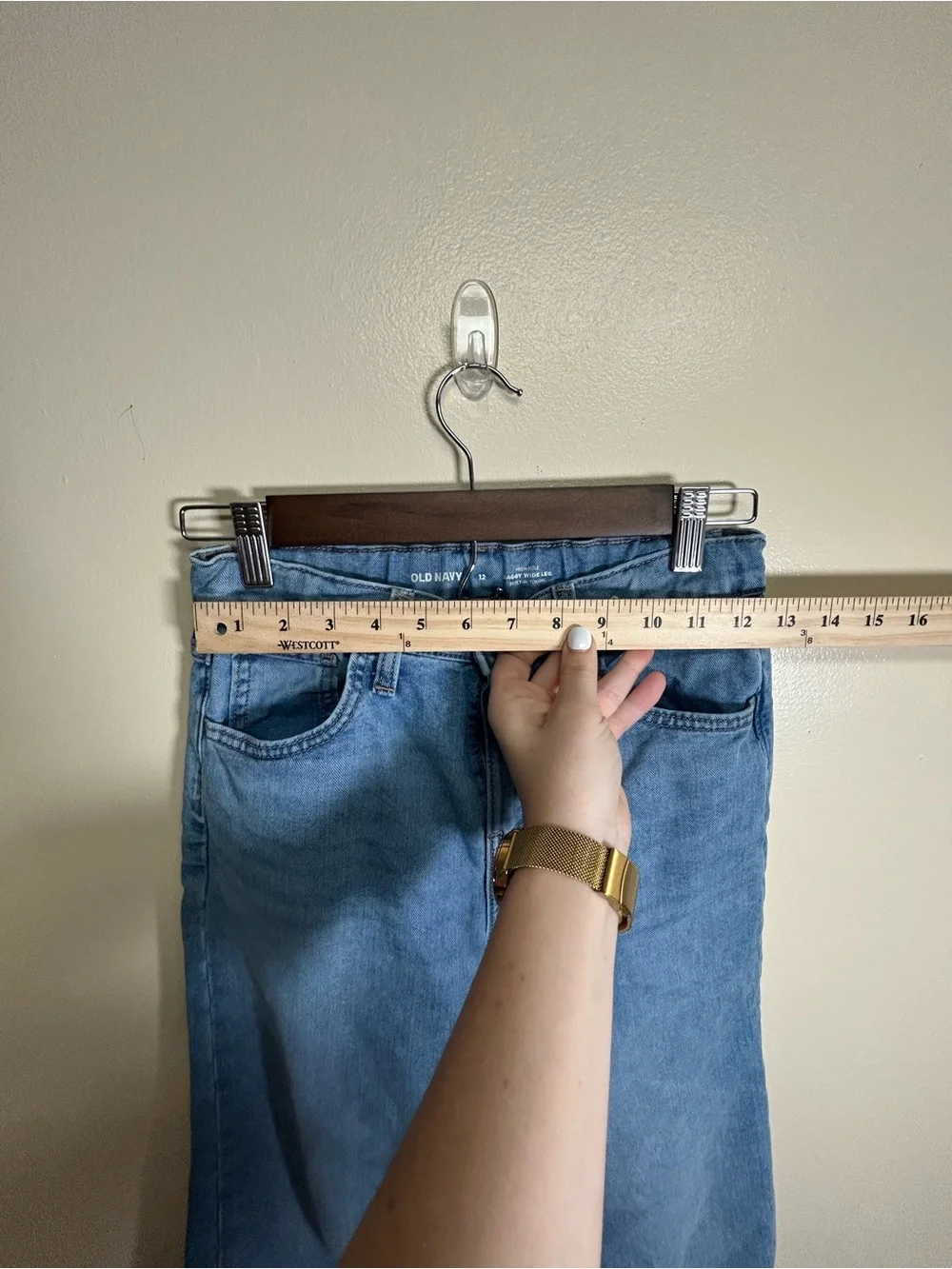 Old Navy Girls Size 12 Baggy Wide Leg Jeans Adjustable Waist Light Wash